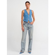 Dilvin 71426 Düşük Bel Kar Yıkama Denim Pantolon-Tint