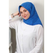 Piramit Ipeksi Monogram Eşarp 8086-17 Saks Mavisi