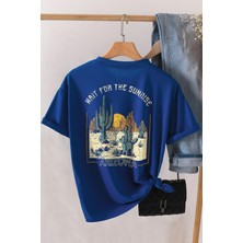 Trendypassion Only Trendwear Arizona Baskılı Oversize TShirt Mavi Renk Unisex Yumuşak Pamuklu Kumaş