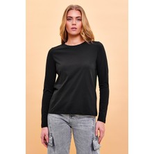 Vena Kadın Gloria Siyah Bisiklet Yaka Regular Fit Basic T-Shirt