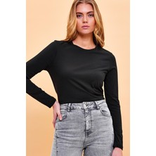 Vena Kadın Gloria Siyah Bisiklet Yaka Regular Fit Basic T-Shirt