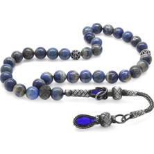 Tesbihname 1000 Ayar Gümüş Kazaz Püsküllü Küre Kesim Lapis Doğaltaş Tesbih