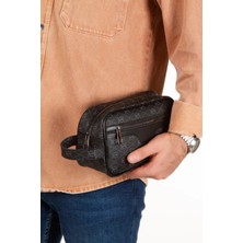 Tuldar Erkek Siyah Deri Portföy Clutch Traş Kozmetik Bakım Ve Günlük El Çantası (14X24CM) tul374