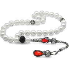 Tesbihname 1000 Ayar Gümüş Kazaz Püsküllü Küre Kesim Mayorka Inci Doğaltaş Tesbih