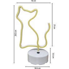Deep Concept Dokunmatik Parlaklığı Ayarlanabilir Kedi Neon LED Işıklı Gece Lambası Işıklı Dekoratif Aydınlatma