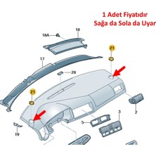 Vass41 Vw Bora 1999-2005 Ön Konsol Torpido Üstü Hava Izgarası 1J0819705A