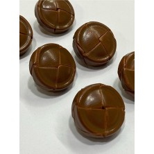 Karan Tuhafiye Deri Kaban Deri Mont Düğmesi / Katlama Model /6 Lı Set /2,3 cm Taba