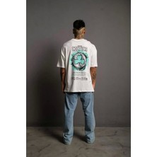 Modaoe Erkek Sırt Baskılı T-Shirt - Beyaz