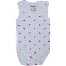 Bebelop Kız Bebek Kalp Desenli Çıtçıtlı Penye Body Zıbın Badi