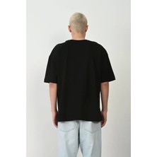 Modaoe Unisex Basic Bisiklet Yaka Oversize T-Shirt - Siyah