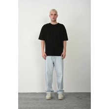 Modaoe Unisex Basic Bisiklet Yaka Oversize T-Shirt - Siyah