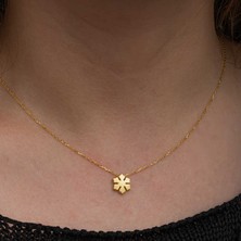 Güneş Outdoor Gümüş Gold Minimal Kar Tanesi Kadın Kolye