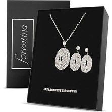 Forentina Gümüş Kaplama Kolye Küpe Bileklik Takı Seti PS2766