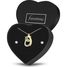 Forentina Lale Figürlü Kolye Tektaş Küpe Set PS2707