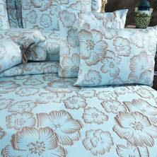 Solinas Collection Elegante Rosalina Mavi - Vizon Çift Kişilik Çeyizlik Yatak Örtüsü