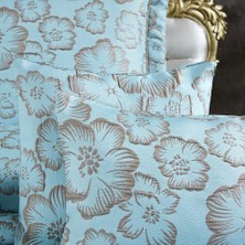 Solinas Collection Elegante Rosalina Mavi - Vizon Çift Kişilik Çeyizlik Yatak Örtüsü