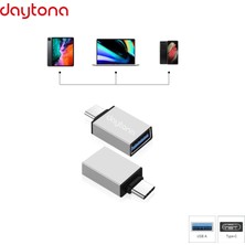 Daytona DR01 Macbook / iPhone 15 Uyumlu Type-C - USB 3.0 Otg USB Flash Driver Klavye Mouse Konsol Flash Bellek Dönüştürücü Çevirici Adaptör (2 ADET)