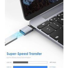 Daytona DR01 Macbook / iPhone 15 Uyumlu Type-C - USB 3.0 Otg USB Flash Driver Klavye Mouse Konsol Flash Bellek Dönüştürücü Çevirici Adaptör (2 ADET)