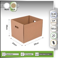 Oğuz Ambalaj Arşiv Kolisi Gövde+Kapak Kraft 39X34X30 cm - 15 Adet