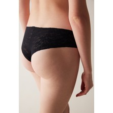 Penti #izbırakmaz Invisible Laser Cut Lacy Cheeky Dantel Siyah Hipster Külot