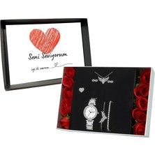 Forentina Kadın Metal Kol Saati Melek Kanadı Takı Seti PS2890