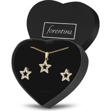 Forentina Altın Kap. Yıldız Kolye Küpe Takı Seti PS2704