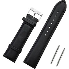 Saatse 22MM Siyah Hakiki Deri Saat Kordonu Kayış