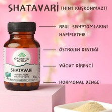 Organic India Shatavari, Hint Kuşkonmazı | Bitki Bazlı Östrojen Kaynağı Şatavari | Asparagus Racemosus | 400 Mg, 60 Kapsül