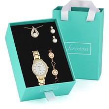 Forentina Inci Modeli Kolye Küpe Bileklik Saat Hediye Set PS2727