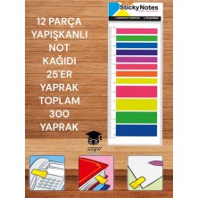 Seyfi Kırtasiye 12 Parça Yapışkanlı Not Kağıdı 25'er Yaprak Toplam 300 Yaprak