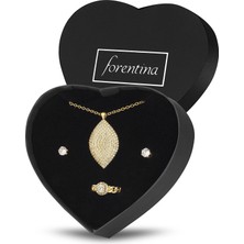 Forentina Altın Kaplama Zirkon Taşlı Kolye Küpe  Yüzük PS2769