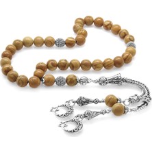 Tesbihname Kararmaz Metal Ayyıldız Püsküllü Küre Kesim Kahverengi Jasper Doğaltaş Tesbih