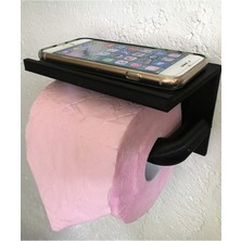 Bi'şeyler Sepeti Tuvalet Kağıdı Tutucu - Cep Telefonu Standlı - Siyah