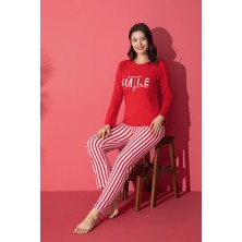 Rinda 9308 Kırmızı Çizgili Pijama Takımı