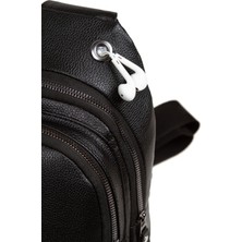 Tuldar Unisex Siyah Deri USB Kulaklık Çıkışlı Bodybag Çapraz Göğüs ve Omuz Çantası tul231