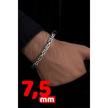 Osmanlı Gümüş Erkek Gümüş Bileklik - 925 Ayar Gümüş 7.5 mm Kare Kral Model Erkek Bileklik