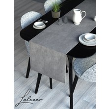 LALEZAR Kadife Efektli Taş Grisi Rengi Aura Serisi Runner 40 X 140