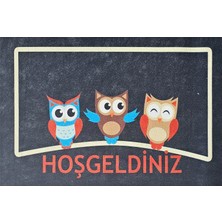 By Dora Dijital Baskı Kapı Önü Paspasları Baykuşlu *hoşgeldiniz Model 5*