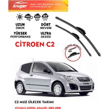 Kruger Citroen C2  (2003-2008)  Muz Tipi Silecek Seti