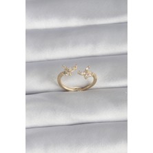 Callerrons Accessories  Pirinç Gold Renk Zirkon Taşlı Kelebek Model Kadın Yüzük - EBJ240229W19727