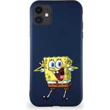 Printify Apple iPhone 11 Soft Premier Kapak Sünger Bob Tasarımlı Silikon Kılıf - Lacivert