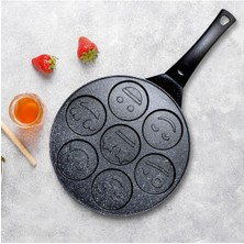 Tekno Trust Krep Tava Granit Yüz Emojili Pankek Tava 28 cm Granit Granit 1 Yapışmaz Taban Granit