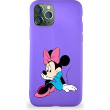 Printify Apple iPhone 11 Pro Soft Premier Kapak Minnie Mouse-E Tasarımlı Silikon Kılıf - Mor