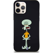 Printify Apple iPhone 12 Pro Soft Premier Kapak Squidward Dokunaç Tasarımlı Silikon Kılıf - Siyah