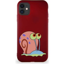 Printify Apple iPhone 11 Soft Premier Kapak Salyangoz Gary Tasarımlı Silikon Kılıf - Mürdüm