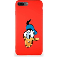 Printify Apple iPhone 8 Plus Uyumlu Soft Premier Kapak Donald Duck-A Tasarımlı Silikon Kılıf - Kırmızı
