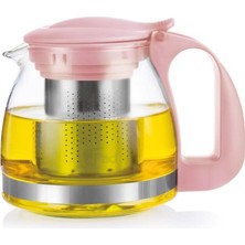 Nishev.com Evini Sev Renkli Süzgeçli Cam Demlik 700 ml - Pembe