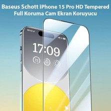 Ally Baseus Schott iPhone 15 Pro Hd Tempered Full Koruma Cam Ekran Koruyucu