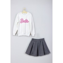 Ada Bebek Çocuk Yeni Sezon Barbie Baskılı Etek Sweat Takım