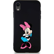 Printify Apple iPhone Xr Soft Premier Kapak Minnie Mouse-D Tasarımlı Silikon Uyumlu Kılıf - Siyah